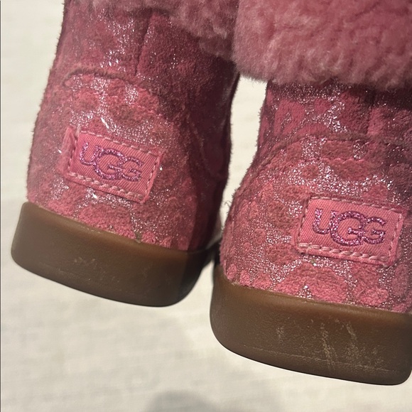 Pink Fuzzy Leopard Sparkle Toddler Boots - Picture 4 of 5